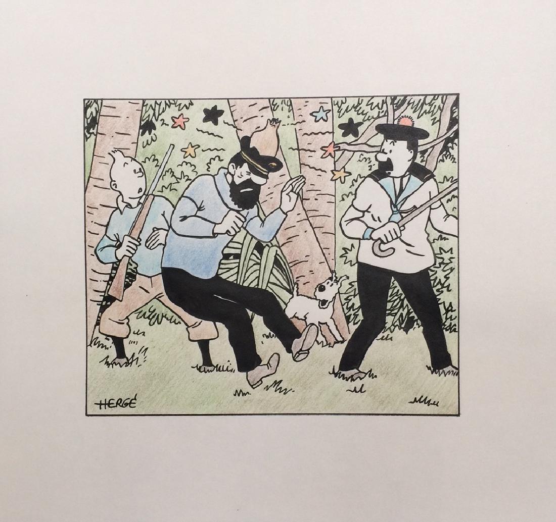 Ink drawing and crayon on paper Herge style (1 of 5)