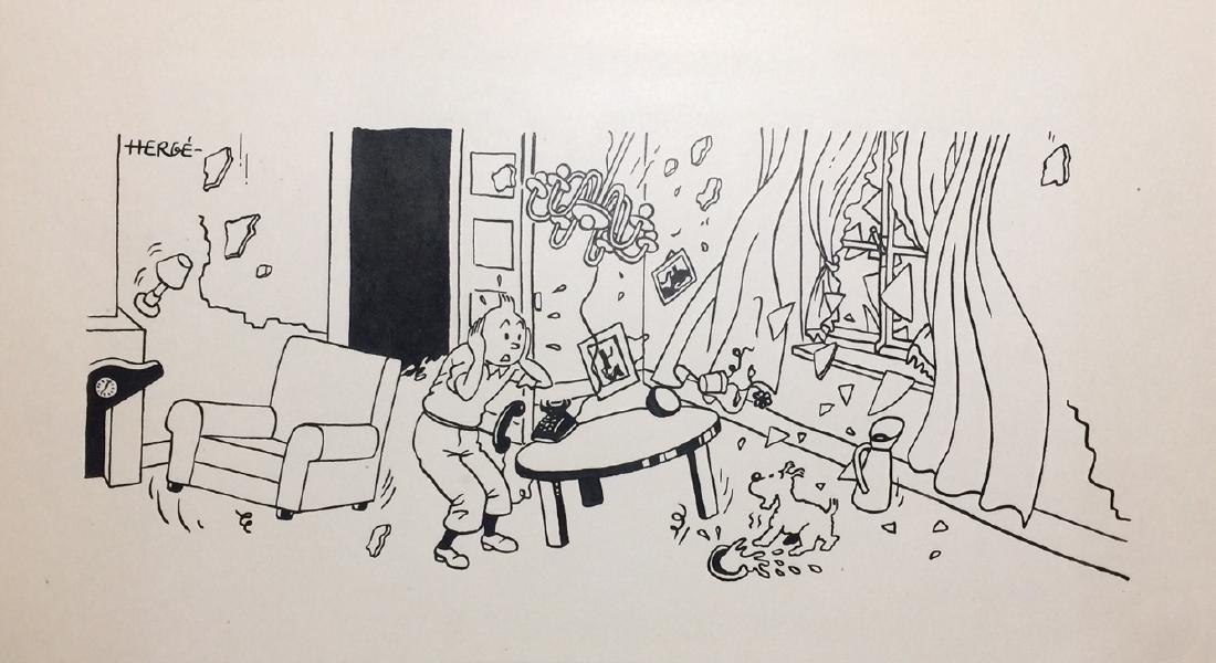 Ink drawing signed Herge style (1 of 5)