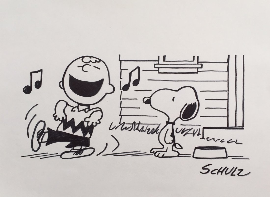 Schulz ink on paper drawing comics (1 of 3)