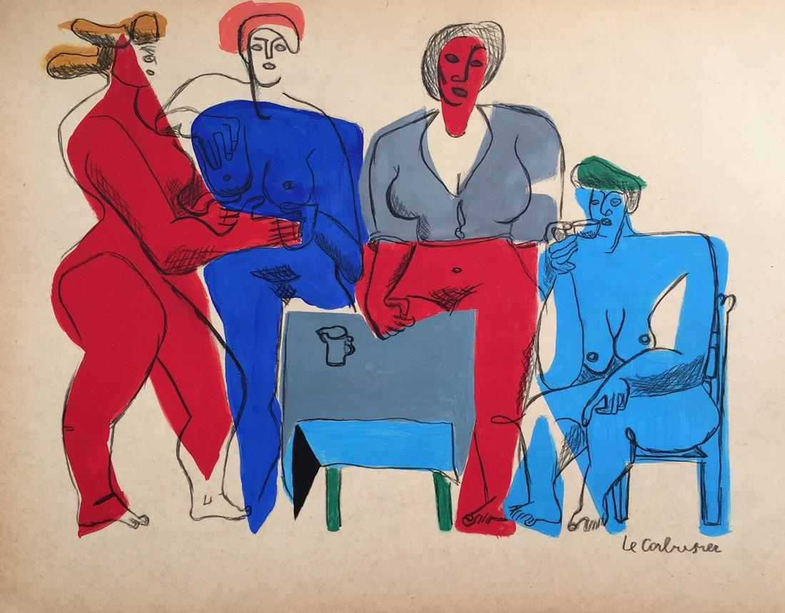 Le Corbusier mixed media on paper French (1 of 5)