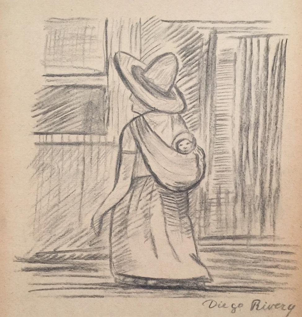 Crayon on paper Diego Rivera sketch drawing (1 of 6)