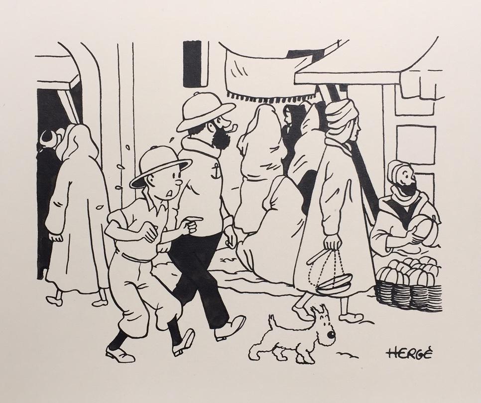 Ink drawing Herge comics art (1 of 4)