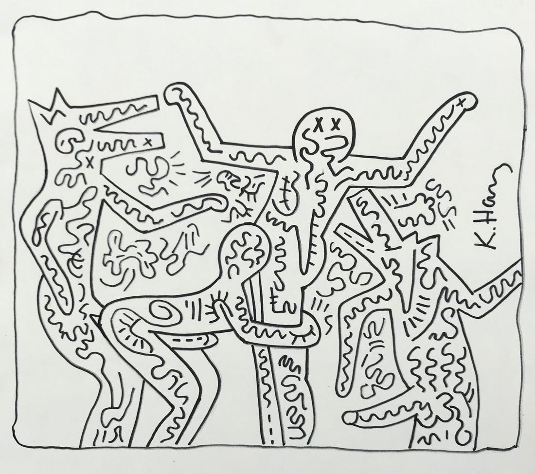 Keith Haring ink on paper American Pop Art (1 of 5)