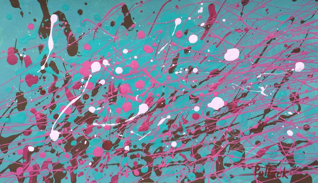 Jackson Pollock mixed media on paper American abstract: Mixed media on paper. Signed lower right. Jackson Pollock (1912-1956). From a private collectio n. 7,1 x 12,1 in. (18 x 30,8 cm). It is being sold in the manner or style of the artist. Abstract compos