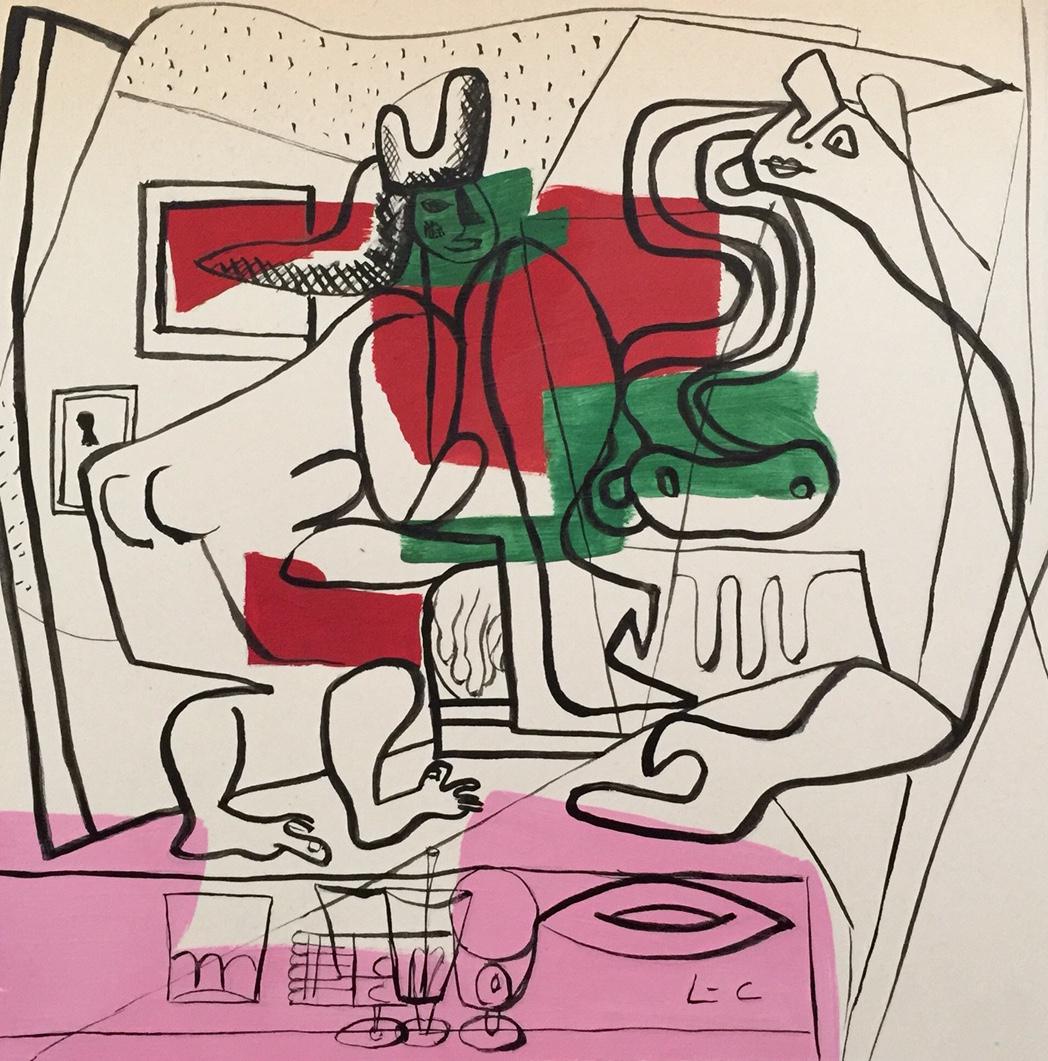 Le Corbusier mixed media on paper expressionism French (1 of 6)