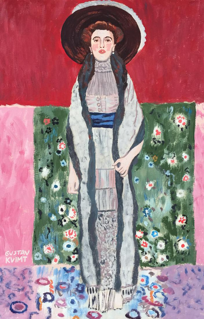Gustav Klimt gouache on paper Austrian: Gouache on paper, painting. Signed lower left part. Fr om a private collection. Gustav Klimt (1862-1918, Austrian). 7,3 x 11,2 in. (18,5 x 28,5 cm). It is being sold in the manner or style of the arti