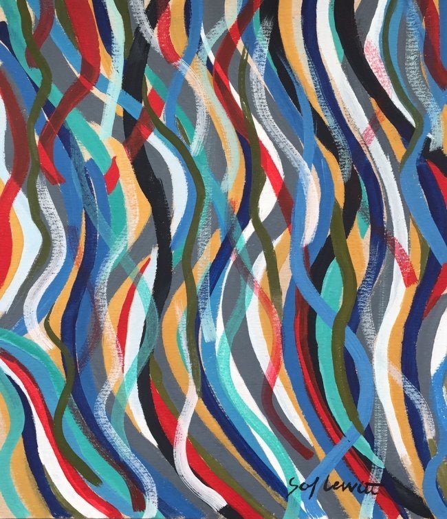 Sol Lewitt tempera on paper American Minimalism, style: Tempera on paper, painting. Signed lower right. From a private collection. 9,3 x 10,6 in. (23,5 x 27 cm). Sol Lewitt (1928-2007, American). It is being sold in the manner or style of the artist. Abstr