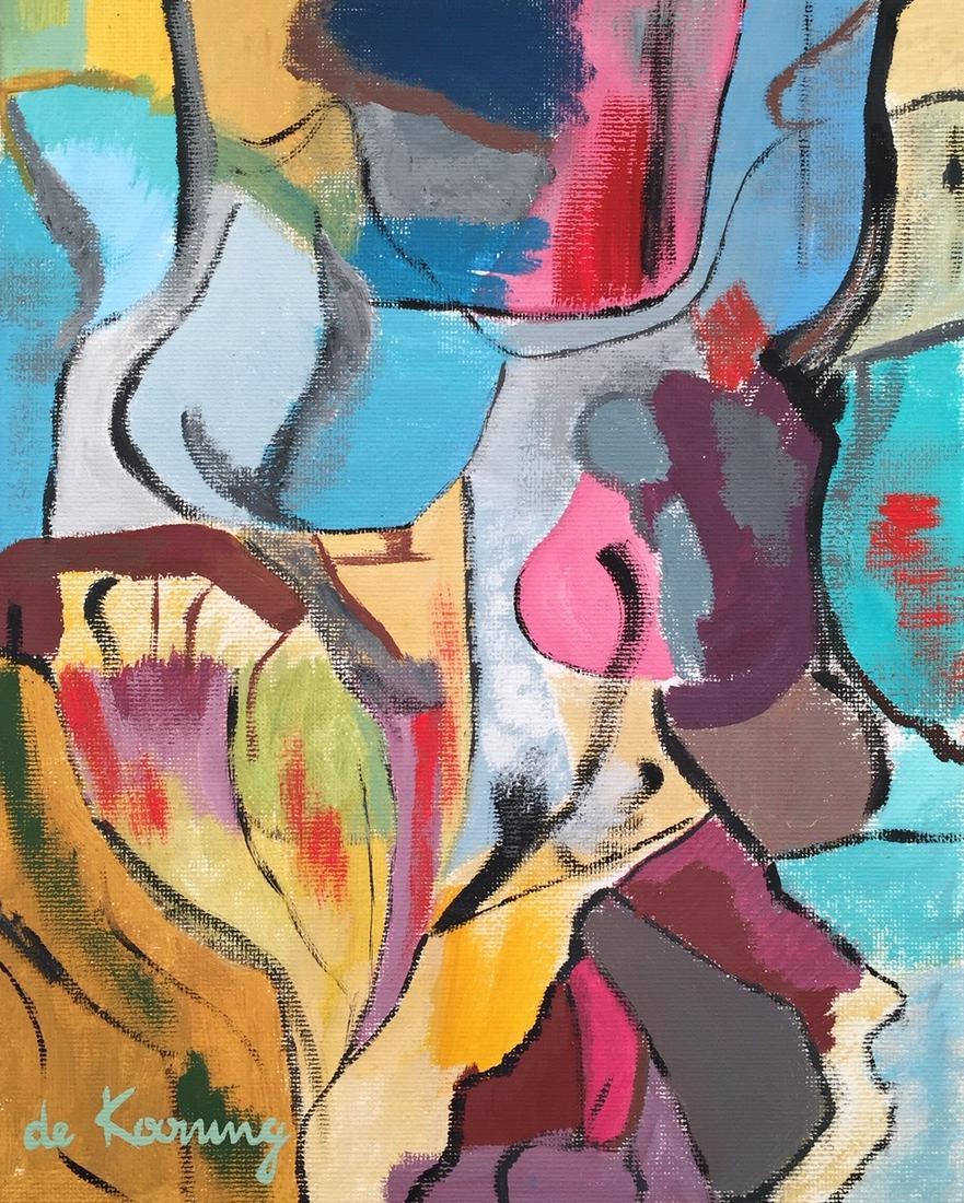 Willem de Kooning oil on canvas on cardboard Dutch: Oil on canvas on cardboard, painting. Signed lower left. From a private collection. 7,9 x 9,8 in. (20 x 25 cm). Willem de Kooning (1904-1997, Dutch). It is being sold in the manner or style of the art