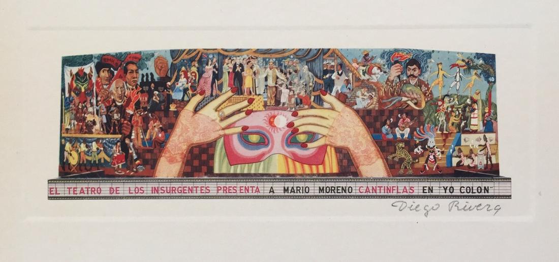 Diego Rivera lithograph print vintage: Offset print lithograph. Signed lower right and Attr. Diego Rivera (1886- 1957). From a private collection. 8,3 x 10,6 in. (21 x 27 cm).