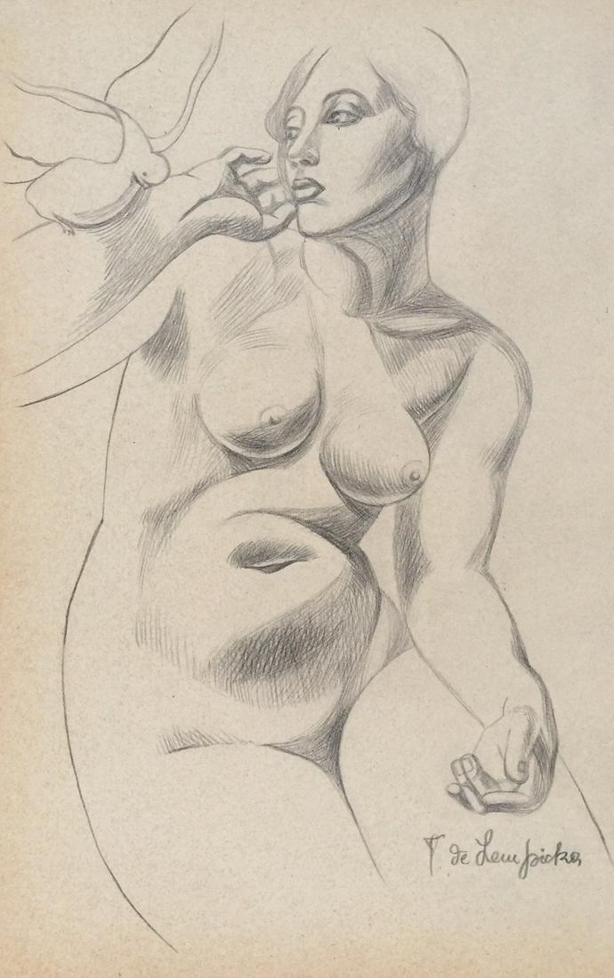 Tamara de Lempicka charcoal on paper Polish Modern: Charcoal on paper, drawing. Signed lower right. From a private collection. 7,9 x 12,4 in. (20 x 31,5 cm). Tamara de Lempicka (1898-1980, Polish). It is being sold in the manner or style of the artist.