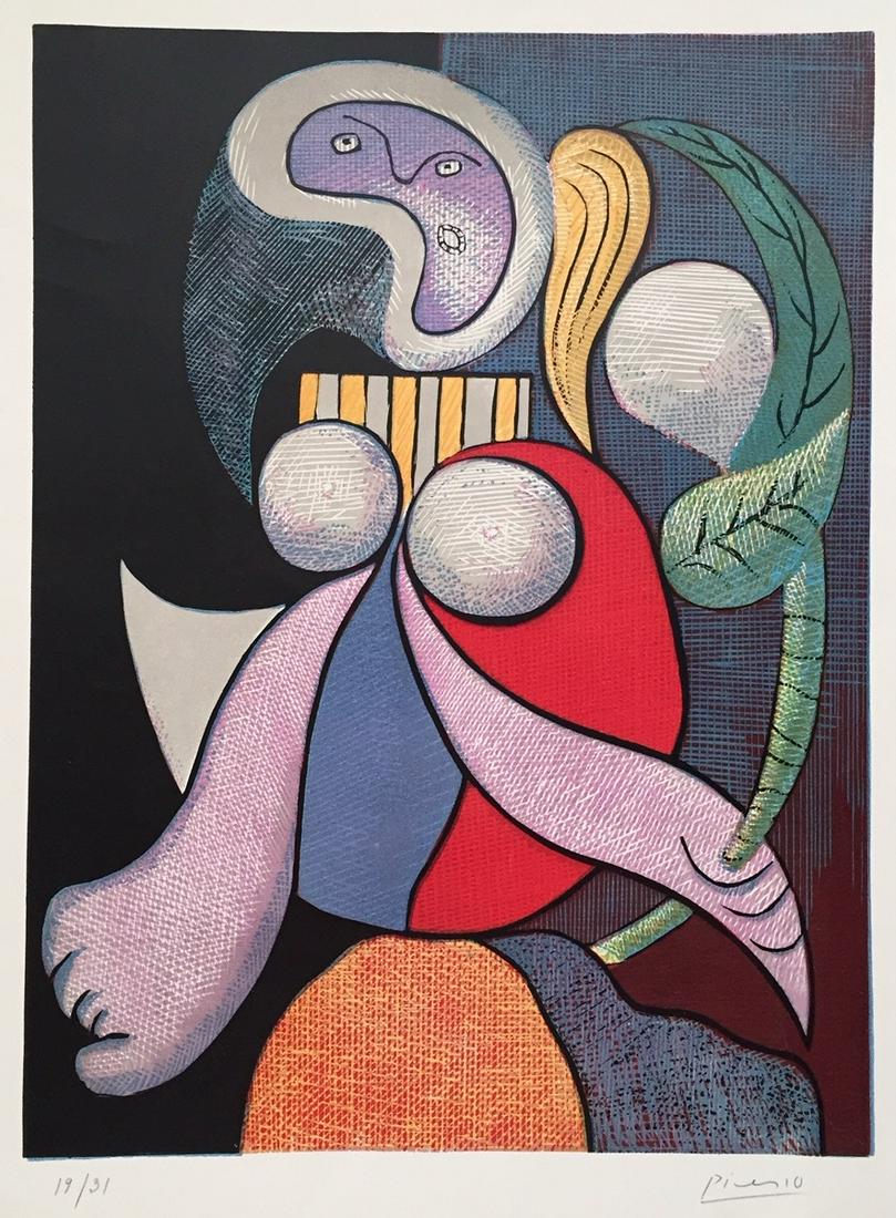 Pablo Picasso lithograph cubism art Spanish: Lithograph on paper. Signed lower right, lower left edition 19/31. Pablo Picasso (1881-1973). From a private collection. It is being sold in the manner or style of the artist. 15,8 x 19,7 in. (40 x 50