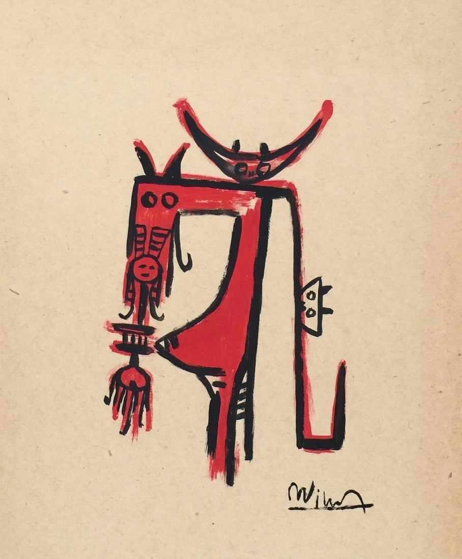 Wifredo Lam tempera on paper Cuban Surrealist (1 of 3)