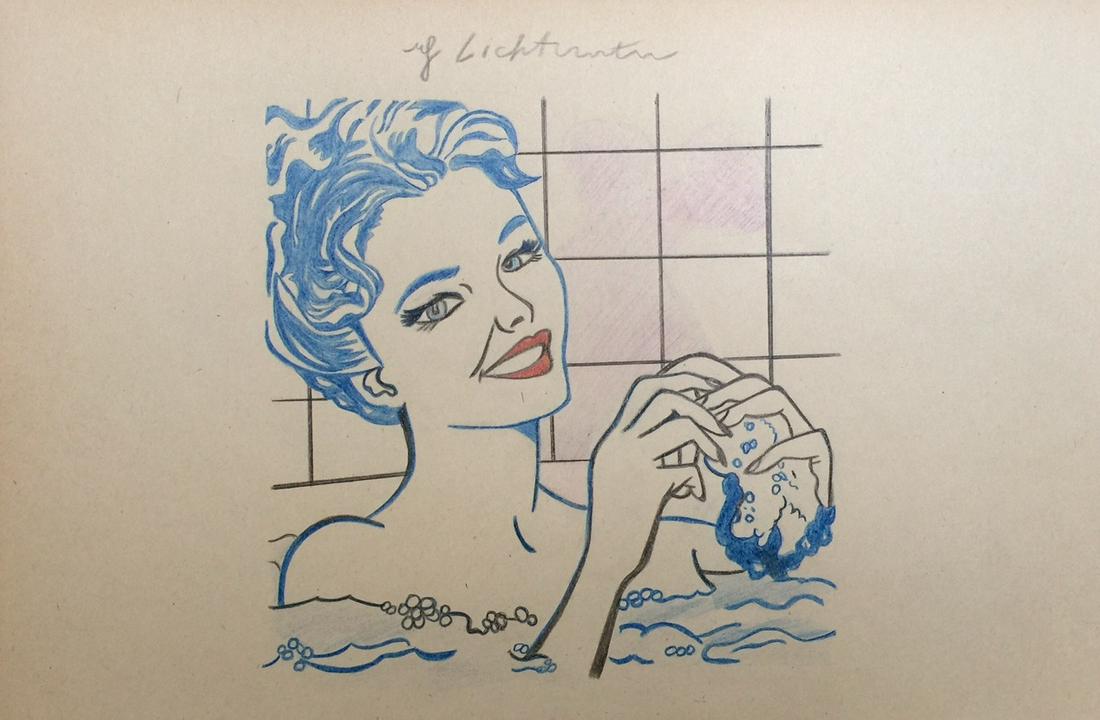 Crayon on paper Roy Lichtenstein style Pop Art (1 of 4)