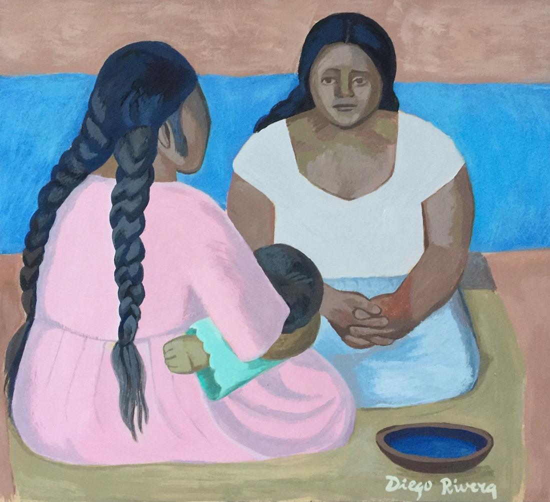 Diego Rivera tempera on paper Mexican (1 of 4)