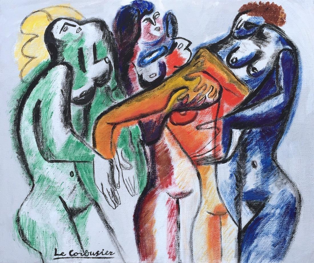 Le Corbusier acrylic on canvas on cardboard (1 of 3)