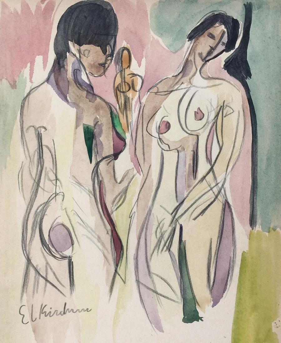 Ernst Ludwig Kirchner mixed media on paper (1 of 3)