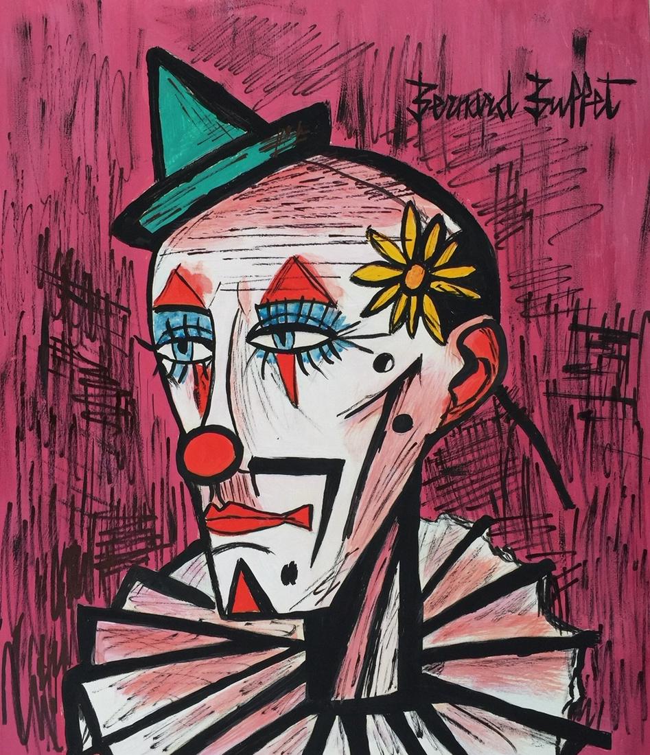 Bernard Buffet mixed media on paper French Clown (1 of 3)