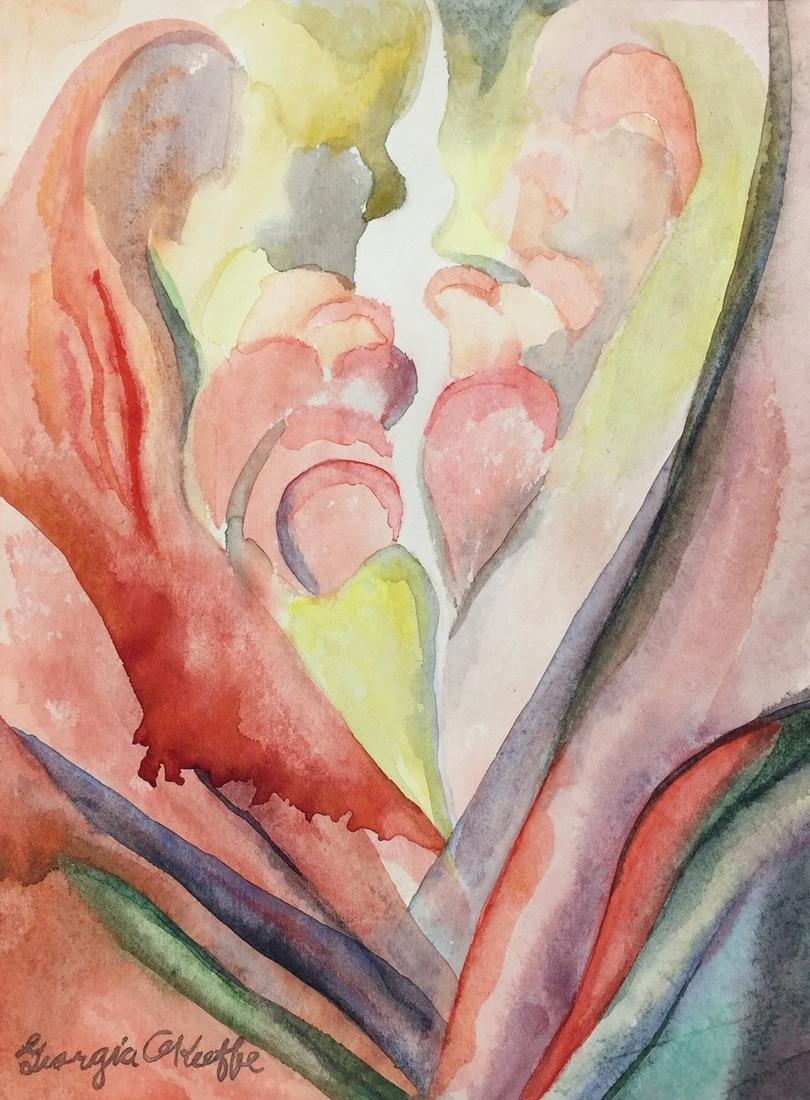 Georgia O'Keeffe watercolor flower Precisionism style (1 of 2)