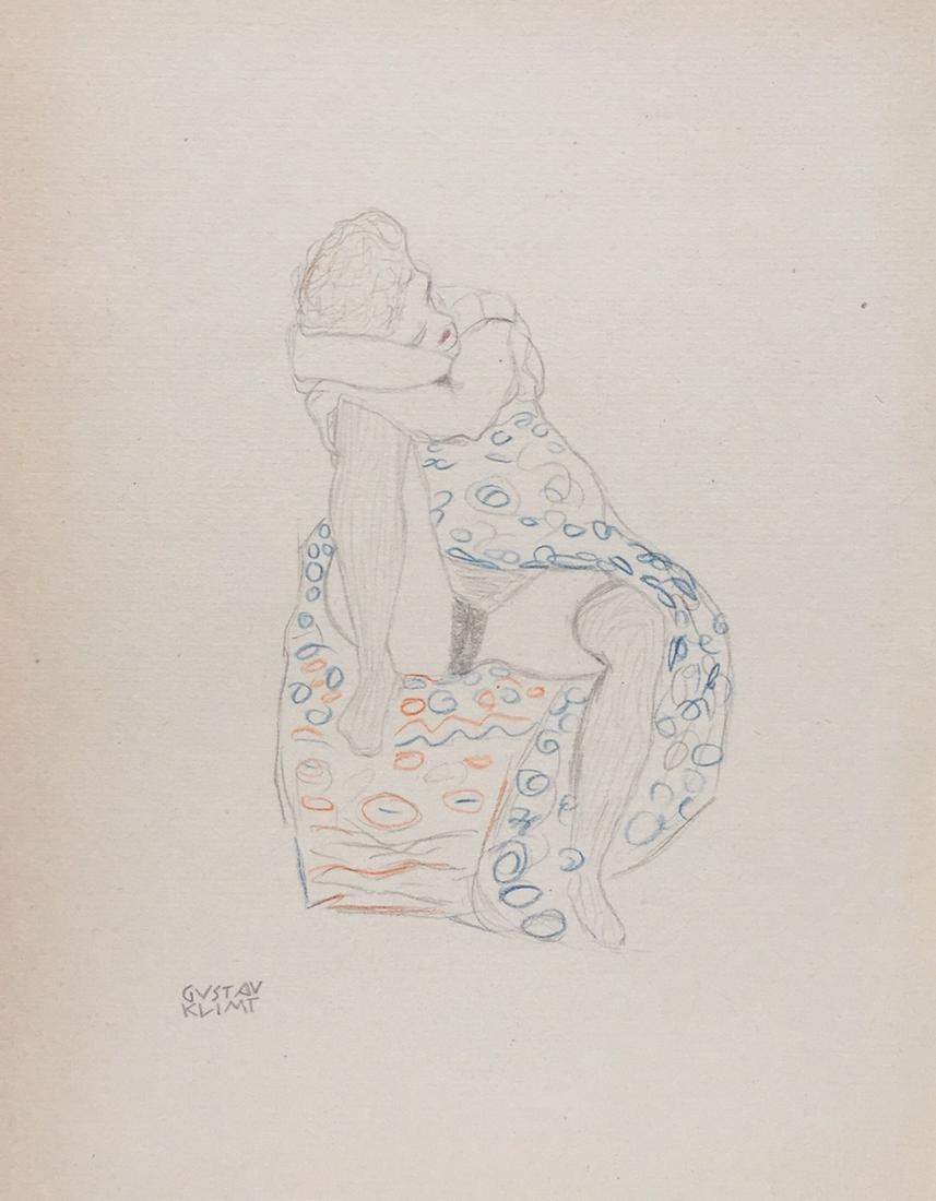 Gustav Klimt pencil on paper Austrian style Modern (1 of 3)
