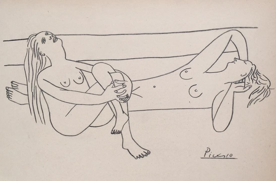 Pablo Picasso crayon on paper style Cubism (1 of 3)