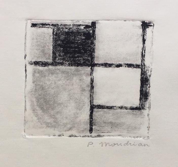 Piet Mondrian linocut etching on paper Abstract Dutch (1 of 3)
