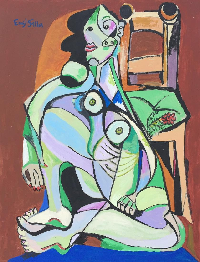 Emil Filla tempera, gouache on paper Czech Cubism: Tempera, gouache on thick paper, painting. Signed upper left. From a private collection. Emil Filla (1882-1953, Czech). 8,3 x 10,8 in. (21 x 27,5 cm). It is being sold in the manner or style of the ar