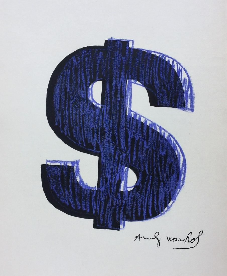 Andy Warhol mixed media on paper American: Mixed media on paper, drawing. Signed lower right. From a private collection. 10,2 x 12,2 in. (25,8 x 31 cm). Andy Warhol (1928-1987, American). It is being sold in the manner or style of the artist. 