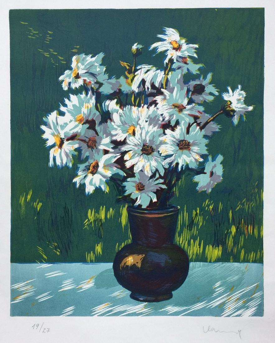 Maurice de Vlaminck lithograph still life daisies (1 of 2)