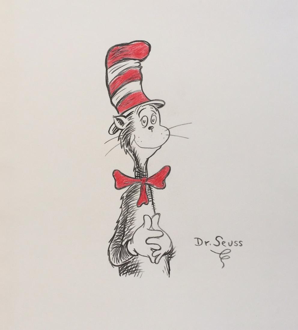 Crayon on paper Dr. Seuss drawing Cat art (1 of 2)