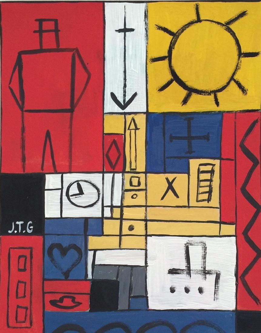 Joaquin Torres Garcia crayon, gouache Modernist style (1 of 2)
