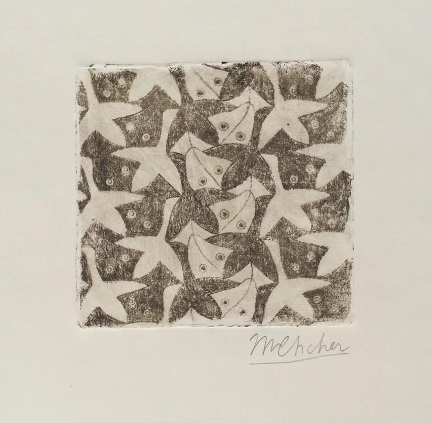 M.C. Escher linocut etching on paper Dutch Op Art (1 of 3)