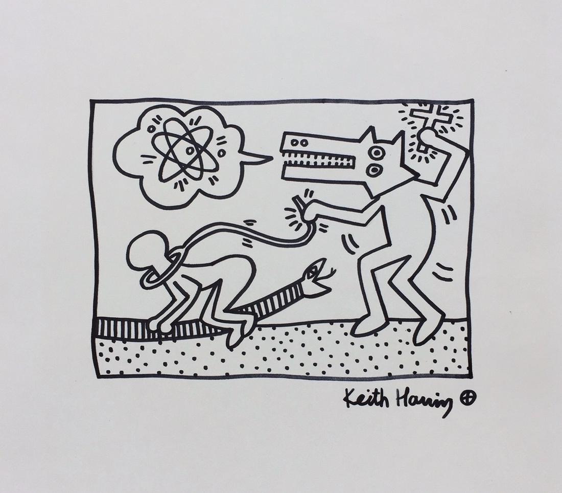Keith Haring ink on paper American Pop Art style (1 of 2)