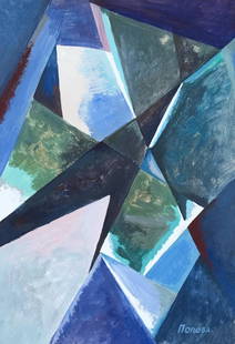 Liubov Popova tempera on paper Russian abstract: Tempera, painting on paper. Signed lower right. From a private collection. 8,2 x 12 in. (21 x 30,4 cm). Liubov Popova (1889-1924). It is being sold in the manner or style of the artist. Abstract compo