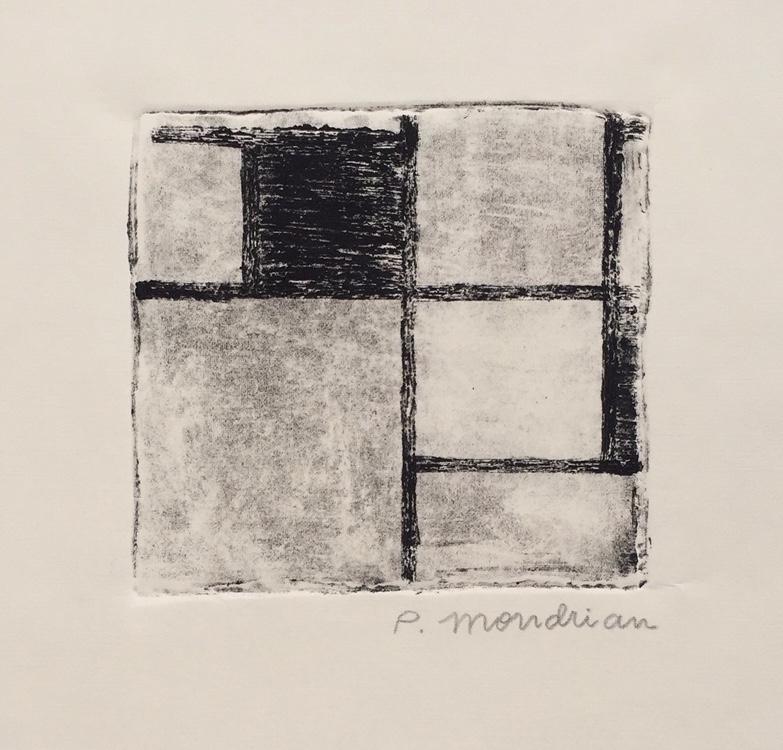 Piet Mondrian linocut etching on paper Dutch Abstract (1 of 3)