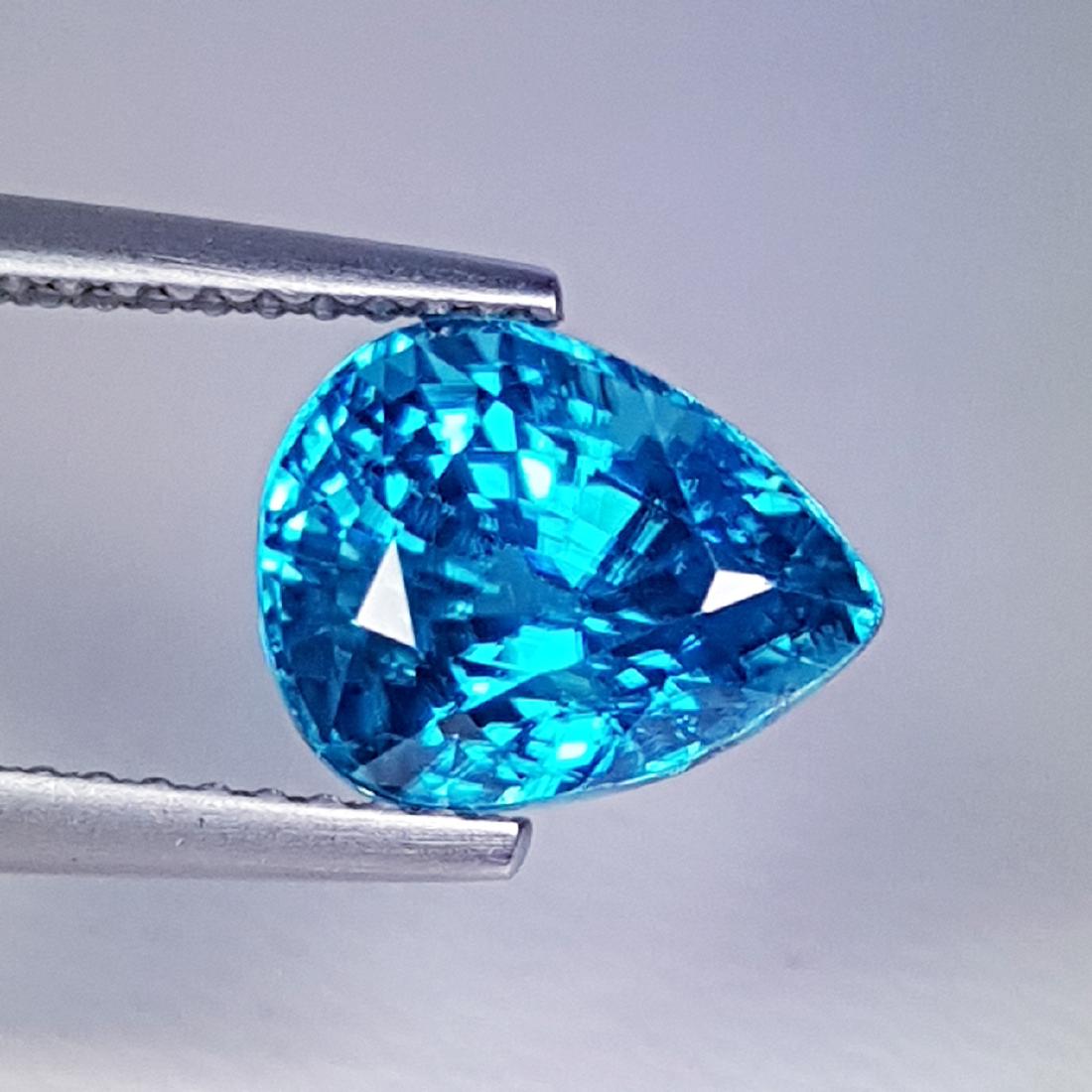 4.60 ct Natural Blue Zircon: Pear - Cambodia