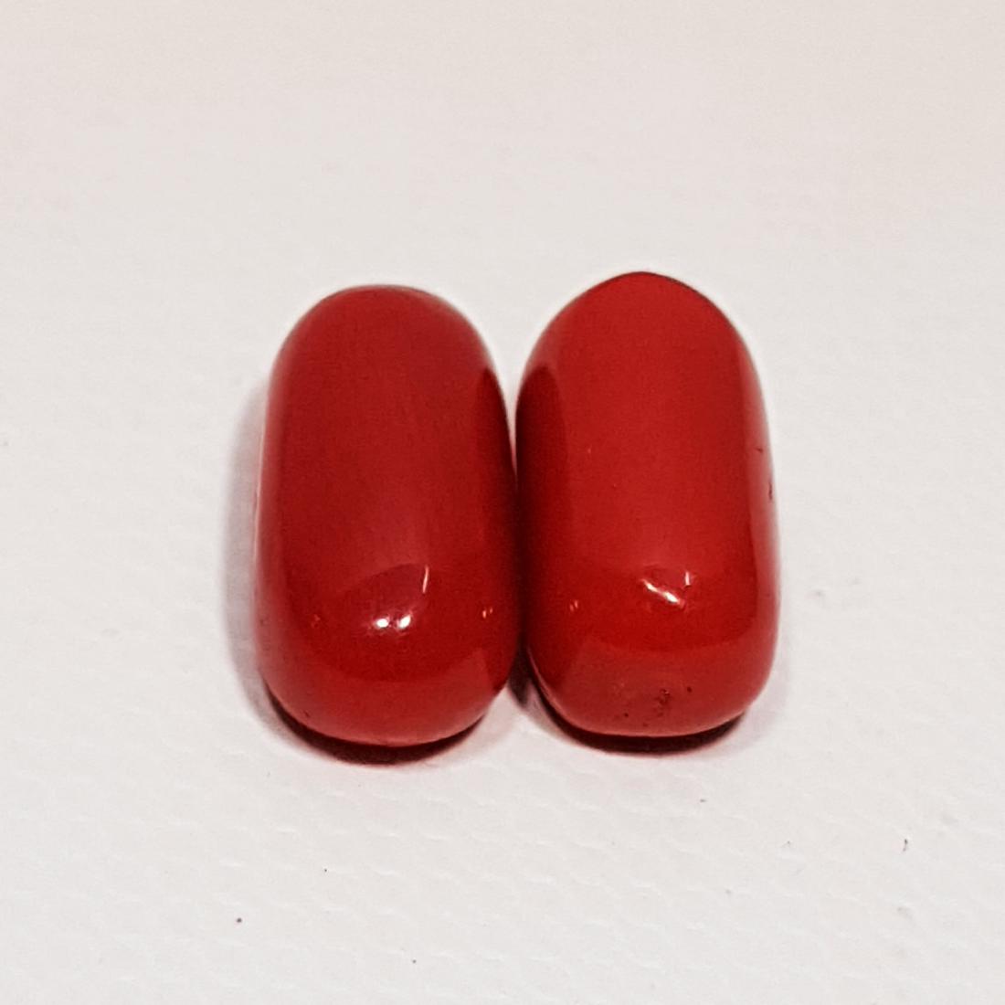 2 Pcs Natural Ltalian Red Coral - 6.60 ct (1 of 4)