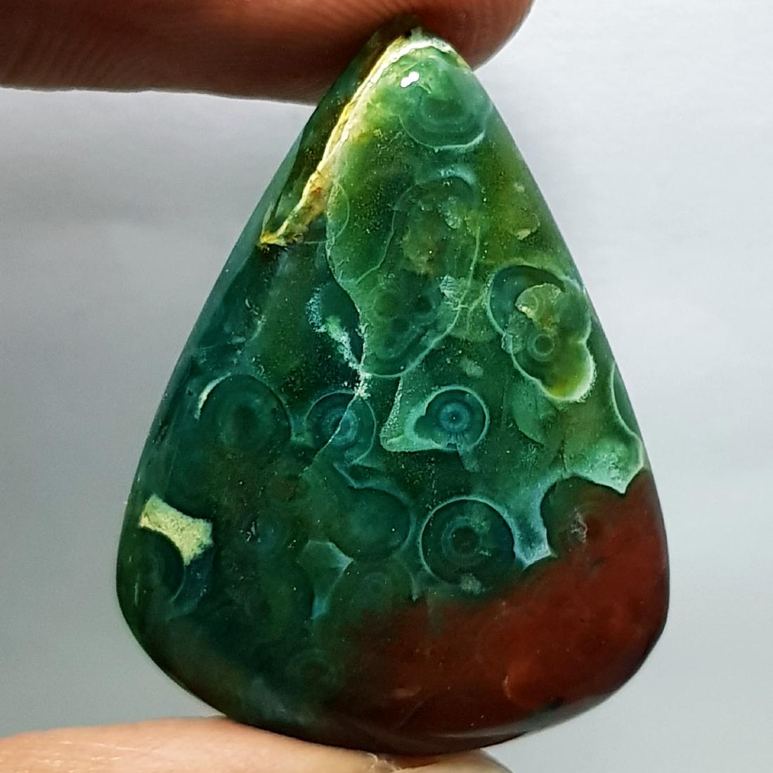 25.70 ct Natural Moss Agate: Pear-India