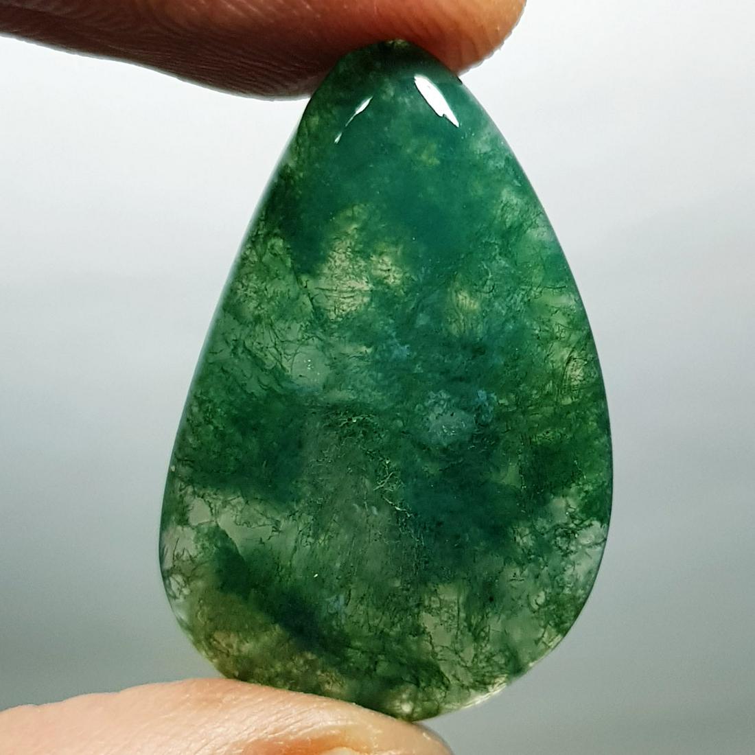 20.65 ct Natural Moss Agate: Pear-Brazil
