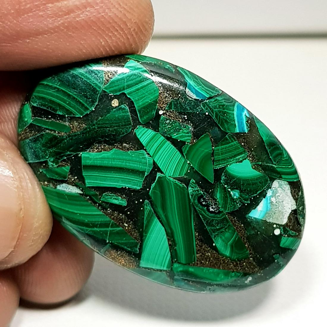 35.55 ct Natural Copper Malachite: Oval-Africa