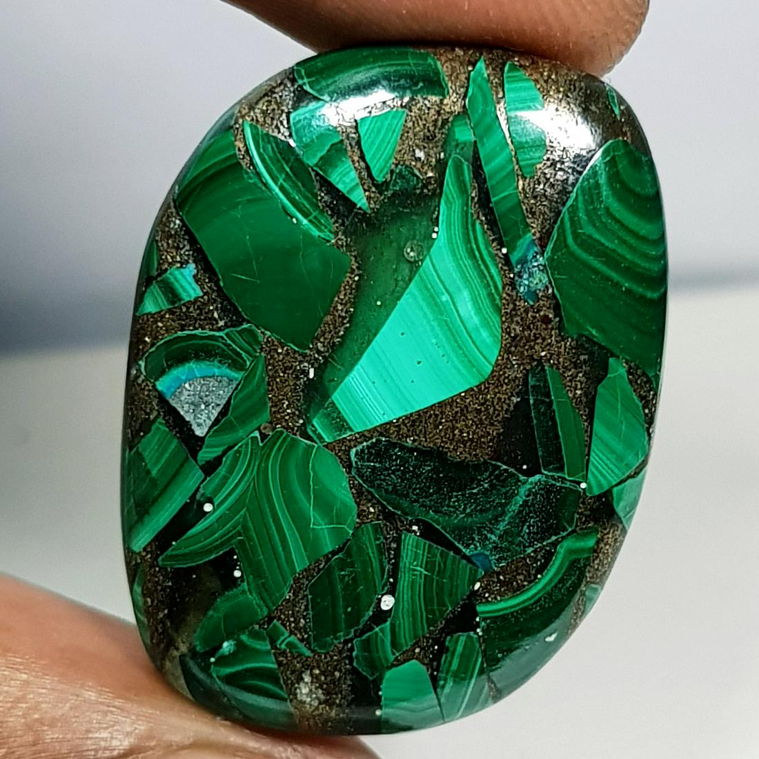 40.65 ct Natural Copper Malachite: Rectangular-Africa