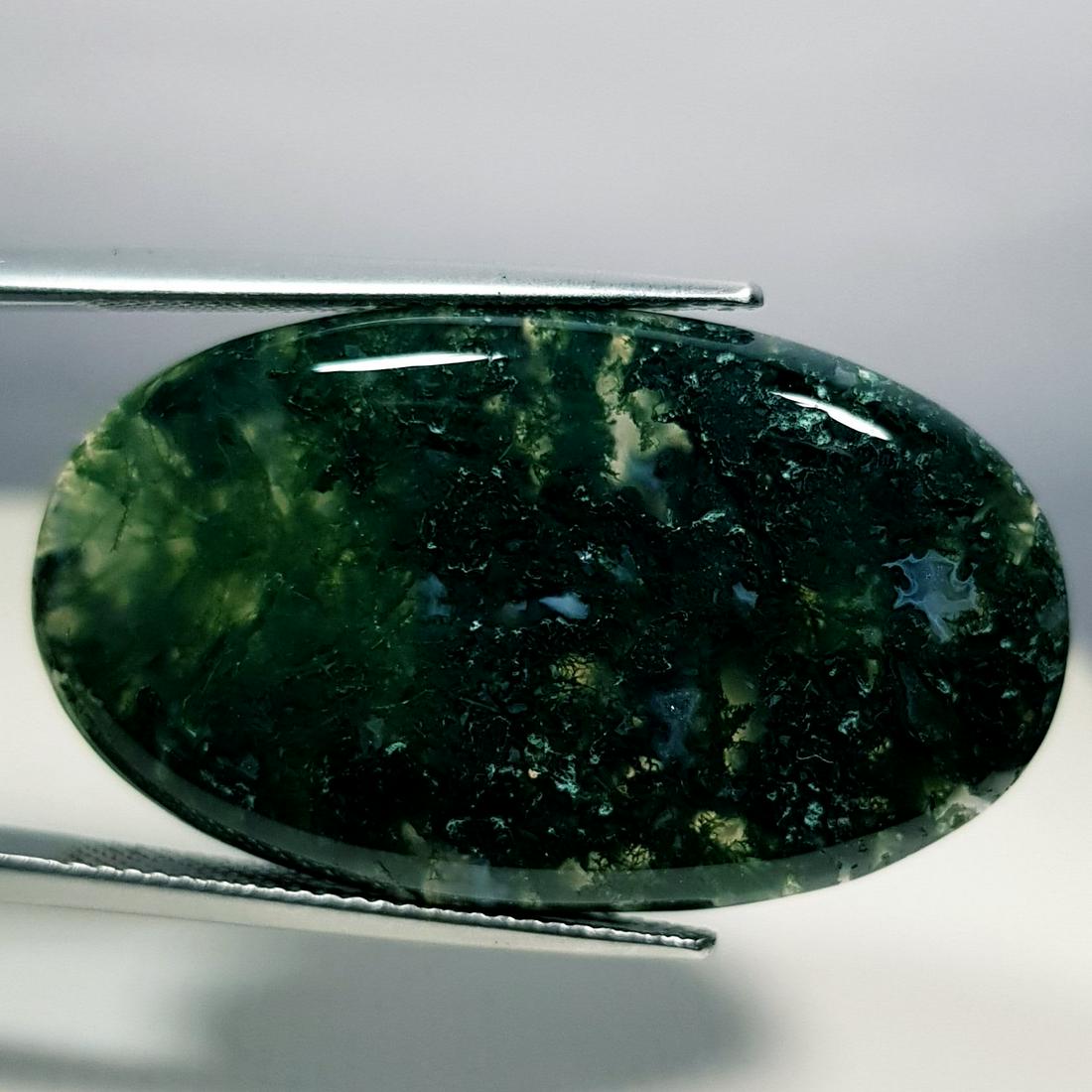 31.20 ct Natural Moss Agate: Oval-Brazil