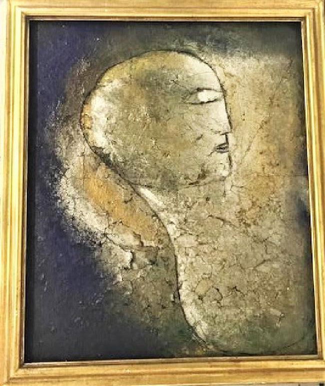 Jamali (born 1944): Jamali (born 1944) Tempera / Canvas measures 37x43 inches