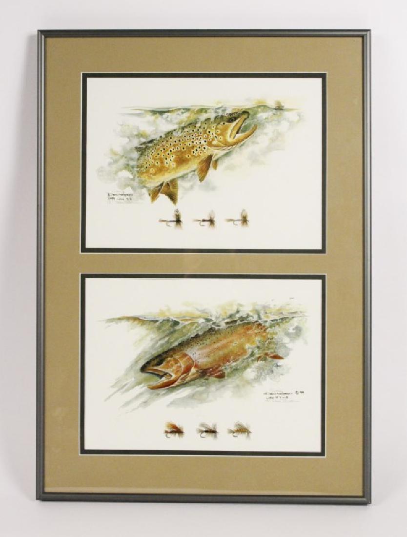 2 David Ruimveld Trout Prints - Signed & Numbered: Brown Trout and Cutthroat Trout. Signed and Numbered 113. [SMA 635]