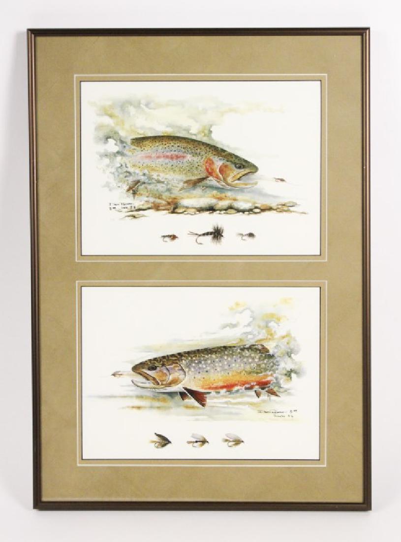 2 David Ruimveld Trout Prints - Signed: Rainbow Trout and Brook Trout Prints, Signed and Numbered 113 on Each Print. Measures Approximately 15 1/2 x 22 1/2". [SMA 634]