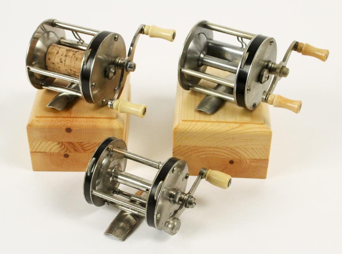 3 Collectible Shakespeare Fishing Reels: Shakespeare No. 2, Wm. Shakespeare Jr., Shakespeare Ideal No. 1963. [JHI 452]