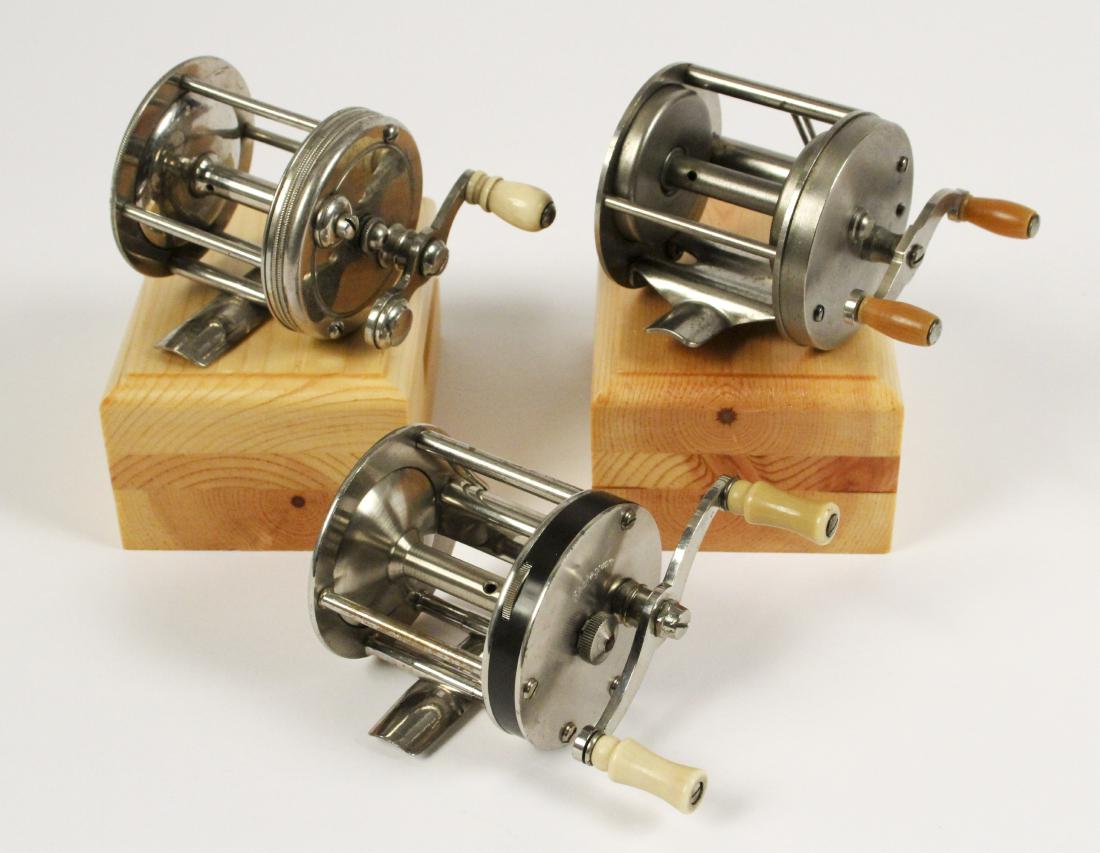 Montague - Shakespeare - Abbey & Imbrie Reels: Montague "The Minnesota Bass" 60 YD Quad Jeweled, Shakespeare "Ideal" Jeweled, Abbey & Imbrie "Rex' Reel. [JHI 629]