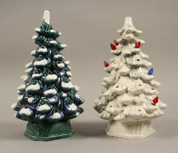 2 Vintage Holland Mold Ceramic Christmas Trees
