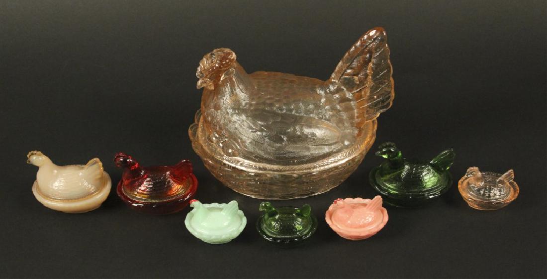 Glass Chicken Nesting Candy Dish & Salt Dippers (1 of 10)