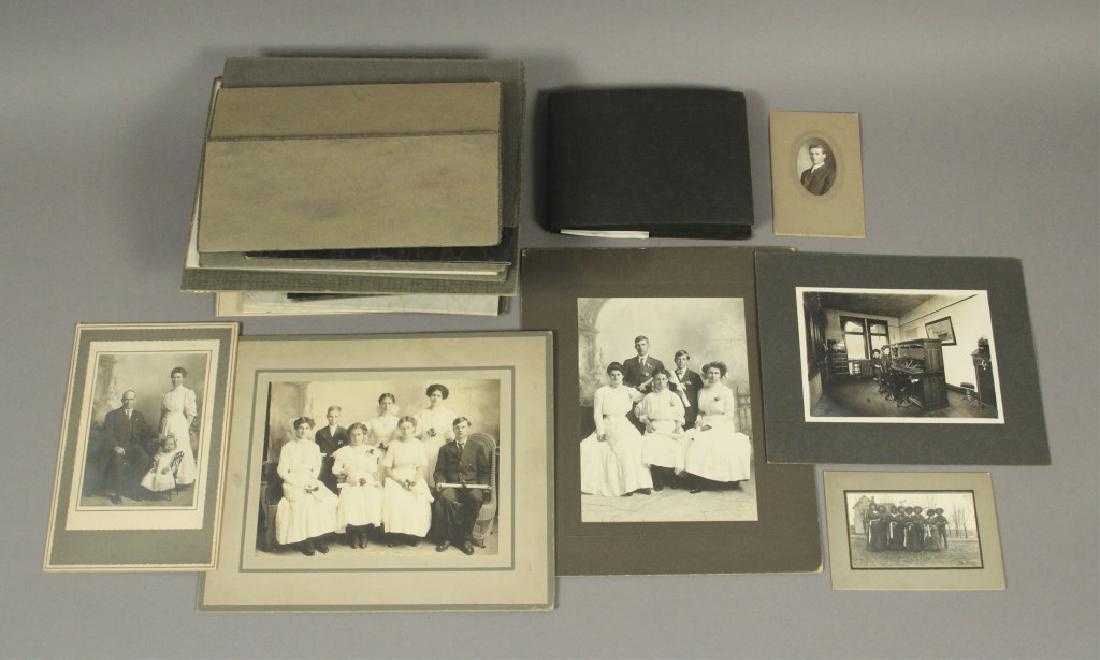 Antique Black & White Family Portrait Photos: Includes empty antique paper picture frames. [WIT 335]