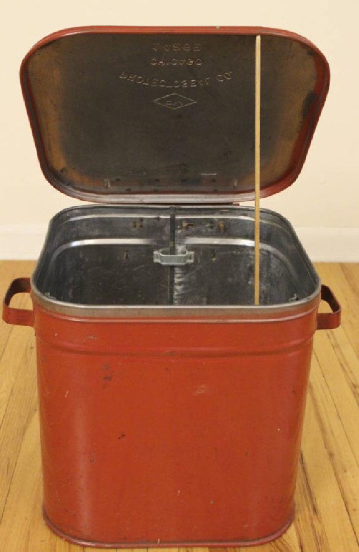 Protectoseal Co Chicago Metal Container 1426E: Protectoseal Co Container 1426E. Vintage Oily Rag Container. Measures approximately 13" x 13". [ALN 303]